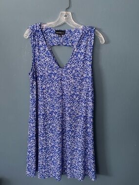 Paperwhite Blue Floral V-Neck Sleeveless Dress